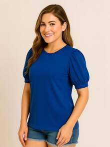 Women's Princess Puff Sleeve Blouse - 寶藍色 - 查看 2