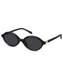 Women's Retro Oval Sunglasses, Stylish Small Retro Round Sunglasses, UV Protection - Black - View 3
