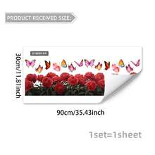 Pegatinas de flores para ventana, elegantes pegatinas electrostáticas de PVC con forma de mariposa para ventana de baño, decoración del hogar para ventanas de vidrio. - Rojo - Ver 8