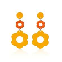 60 70s Big Acrylic Daisy Flower Petal Drop Dangle Earrings Stud Resin Floral For Women Cfboyolorful Summer Y2k Holiday Jewelry{"Color_name":"Orange"} - 橘色 - 查看 1