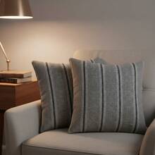 Set Of 2 Decorative Pillow Covers 45x45cm Rustic Linen Style - Gris - Ver 1