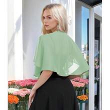 Women's Soft Chiffon Capelets Shawls And Wraps For Evening Wedding Cape Bole Cover Up{"Color_name":"DustySage"} - 達斯蒂.塞奇 - 查看 7