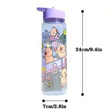 1 Pc Kawaii Capybara Printed Water Bottle, Cute Cartoon Design, PVC Immune Plastic, Round, Lightweight, Hand Wash Only, Very Suitable For Mountaineering Sports Outdoor Camping Tourism
