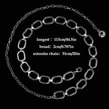 Metal Link Chain Belt, Adjustable Chunky Thick Waist Link Belt Women Waist Chain For Jeans Dresses{"Color_name":"Silver"} - Bạc - Xem 8