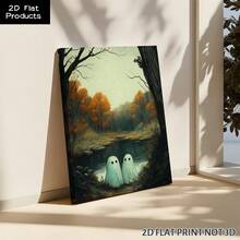 2D Flat, Posters & Prints 1pc Ghostly Companions Wall Art Framed Wall Art - Canvas Prints Poster, Ideal For Home, Office Wall Decor, Family Gift, Living Room Bedroom Wall Decor For Halloween Halloween Decor - Multicolor - View 2