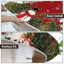 Water-Resistant Round Tablecloth With Elastic Edge For 40-44" Tables - Gift-snowman Tree a - View 8