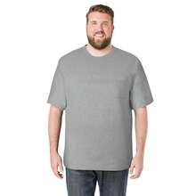 KingSize Men's Big & Tall Shrink-Less Lightweight Pocket Crewneck T-Shirt - 希瑟.格雷 - 查看 1