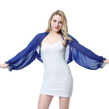 Women's Summer Bolero Shrug Long Sleeve Shawl Cropped Cardigans For Wedding Bride Dresses{"Size_name":"OneSize","Color_name":"Blue"} - Blue - View 3