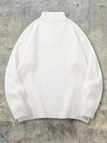 男士休闲宽松拉链领罗纹套头毛衣，简约百搭，秋冬款