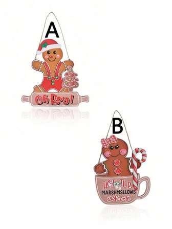 1 件木制圣诞木制标志悬挂姜饼人圣诞派对前门墙壁家居装饰圣诞装饰品房间装饰