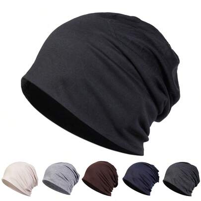 1pc Men's Solid Color Knit Beanie Hat, Fashion Casual Cap For Outdoor Travel, Windproof And Warm For Spring, Autumn And Winter