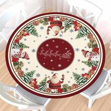 Water-Resistant Round Tablecloth With Elastic Edge For 40-44" Tables - Poison-santa - View 1