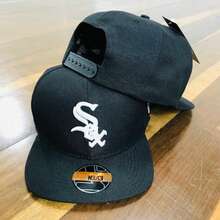 WS HipHop 90's Straight Brim Cap, Men's And Women's Embroidered With Adjustment - màu đen - Xem 2