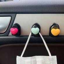 5 pièces Crochets de voiture mignons en forme de cœur, crochets adhésifs puissants pour l'intérieur de la voiture, convenant pour le tableau de bord, les portes, les dossiers de sièges passagers, décoration de voiture multifonctionnelle et élégante