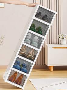 1 件可折叠鞋架，防尘宿舍鞋子收纳可折叠鞋盒，篮球鞋盒，塑料鞋盒，透明入口鞋架，家用鞋柜，鞋子收纳套装 - 彩色 - 查看 2