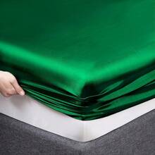 Silky Soft Pink Twin XL Satin Bed Sheets Set, 1 Deep Pocket Fitted Sheet + 1 Flat Sheet + 1 Pillowcase,  In 2025 - 綠色 - 查看 6