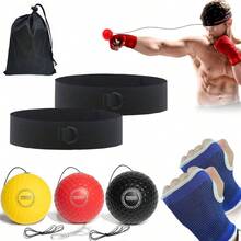 11 Piezas Pelota de Boxeo Cabeza para Reflejos, Reflex Ball Boxing Reflex Ball Headband, con Correas para Cabeza, Pelotas Entrenamiento, Guantes, adecuadas para Mejorar Velocidad de reaccin - inicial - Ver 2