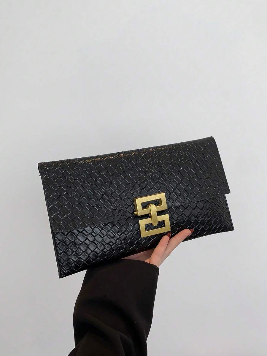 Fashion Hot New Woven Pattern + Anti-Theft Lock Design, Can Be Used For Daily Shopping Collection Of Mobile Phones, Change, Cards Used In The Envelope Handbag.