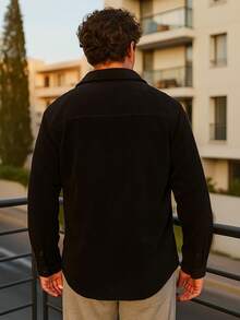 Diseño moderno en pana negra ajuste regular fit cálido y cómodo estilo versátil ideal para uso diario o salidas casuales prenda duradera con look masculino adaptable a cualquier ocasión. - Negro - Ver 2