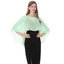 Baoqiya Women's Capelet Shawls And Wraps For Evening Dresses Soft Bridesmaid Shawl Chiffon Cape Wedding Cover Up{"Color_name":"Mint"} - Mint - 查看 5