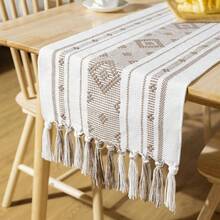 Camino de Mesa con Borlas Elegante Table Runner Boho para Navidea Cena Reuniones Pao de Mesa Arpillera Largo Corredor de Mesa de Granja Rectangular para Decoracin Comedor Hogar 175*34.5cm - Beis - Ver 2