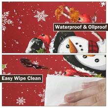 Water-Resistant Round Tablecloth With Elastic Edge For 40-44" Tables - 禮物雪人格子 - 查看 4