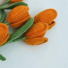 onEternal Handmade Crochet Tulip Flower Branch Eternal Flower Yarn Flower Home Decor Gift Floral Bouquet
