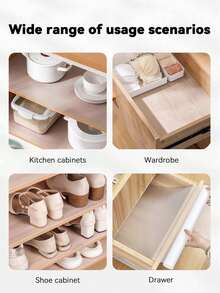 1 Roll Diamond Texture Drawer Liner, Cabinet Liner. Made Of EVA Material, Waterproof, Oil-Proof, Mildew-Proof, Moisture-Proof, Scratch-Resistant, Easy To Clean, Reusable, And Can Be Freely Cut. Suitable For Shelves, Cabinets, Drawers, Shoe Cabinets, Non-Sticky.