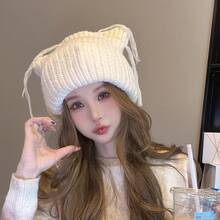 Women Beanie Hat - Milky White - View 2