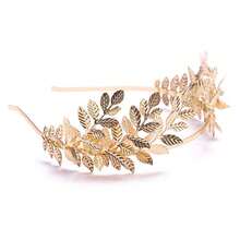 Chargances Bridal Gold Leaf Crown Headband Bridal Tiara Gold Leaf Headpiece For Wedding Prom Festival Bridesmaid Hair Accessoriecs(Gold){"Color_name":"Gold"} - 金子 - 查看 6