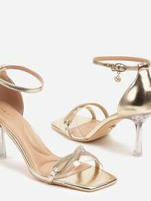 Vices Sandaletten mit hohem Absatz mit Zirkonia-transparentem Obermaterial und Sommer Sandalen für Frauen - Gold - Übersicht 6