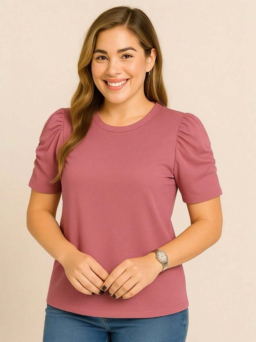 Women's Princess Puff Sleeve Blouse - Rusty Rose - View 1