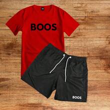 Conjunto KIT BOOS Camiseta algodão E Bermuda Tectel Estampados Camisa Masculina Camiseta Short The Boos