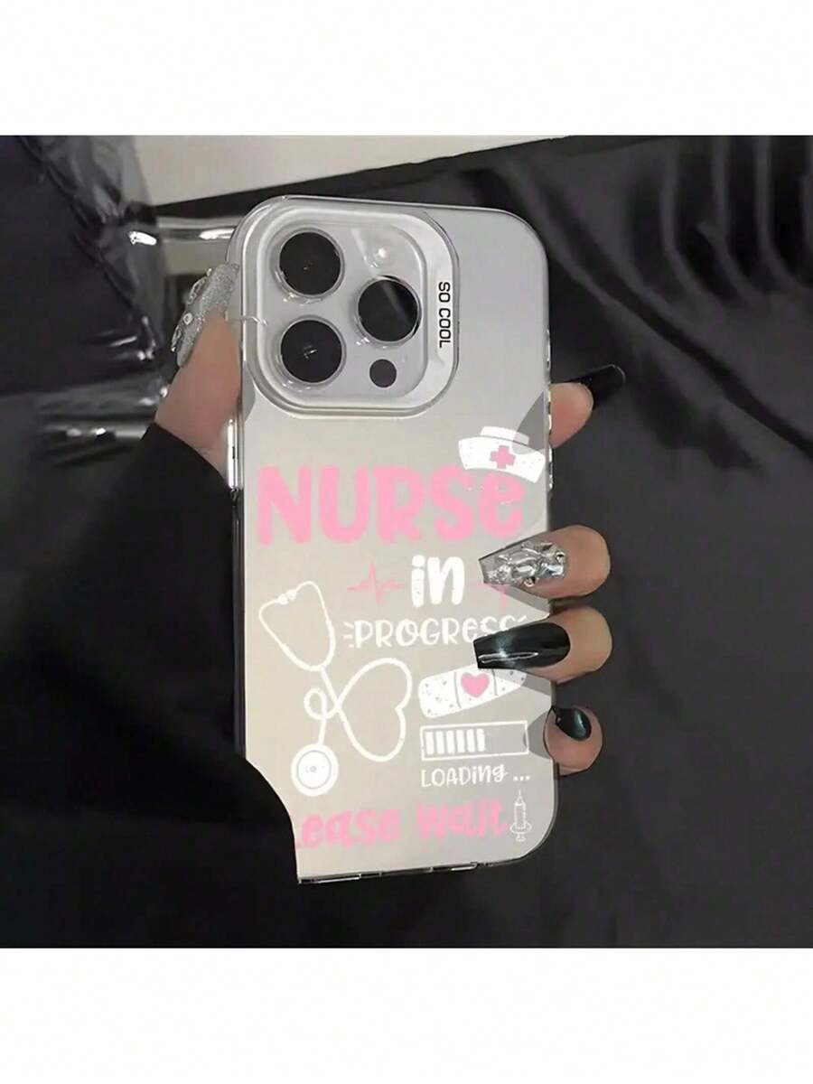Fundas de Teléfono Estilo Enfermera Rosa con Láser, Compatibles con la Serie 17 16 15 14 13 12 11 XS XR, adecuadas para Samsung, Regalo de Pascua para Novia, Novio o para Ti - Plateado - Ver 1