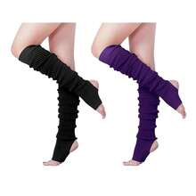 V28 Long Leg Warmer, Women's Men 80s Party Ribbed Knit Dance Sports{"Color_name":"Hole71-2(Black+Bripurple)"} - Multicolor25 - View 1
