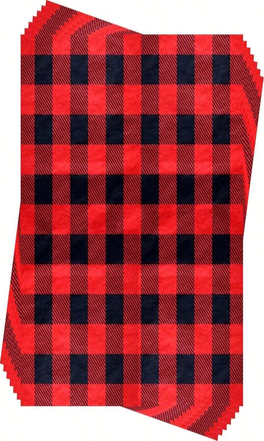Iconikal 60-Sheets 20 X 20-Inches Christmas Tissue Paper, Red Buffalo Plaid, Red And Black Gingham