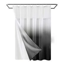 Waffle Weave Shower Curtain With Snap-In Fabric Liner Set, Hotel Style, Slub Textured Shower Curtain, 12 Metal Hooks Included, Waterproof & Washable Heavyweight Fabric, Black, 72" W X 72" H{"Color_name":"WaffleBlack","Size_name":"72\"Wx72\"L(Packof1)"} - 多色27 - 查看 1