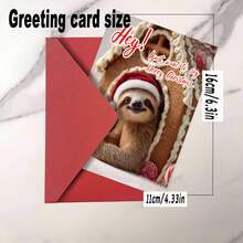 1 张/2 张迷人树懒圣诞/生日贺卡，冬季主题，适合生日、祝贺、感谢、圣诞节等场合，适合每个人的完美圣诞/生日礼物，高品质卡纸，质地舒适