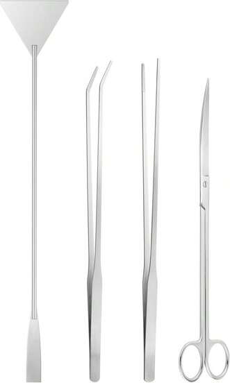 Ohtomber Aquascape Tools Aquarium Kit - 4PCS Terrarium Supplies Include Long Tweezers For Terrarium, Feeding Tongs, Aquarium Scissors, Algae Scraper For Fish Tank Cleaning Plant Trimming