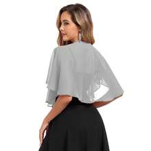 Women's Soft Chiffon Capelets Shawls And Wraps For Evening Wedding Cape Bole Cover Up{"Color_name":"LightGray"} - 淺灰色 - 查看 7