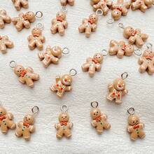 16/26 szt. Eleganckich, miniaturowych zawieszek z motywem piernikowego ludzika z żywicy z kreskówkową grafiką – różne zawieszki do naszyjników, bransoletek, kolczyków, breloków i dekoracji opakowań – perforowane, idealne jako dodatek do prezentów, prezent świąteczny