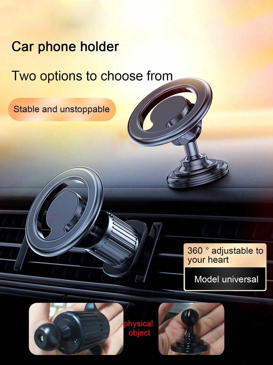 1pc Rotatable Car Dashboard Air Vent Mount Phone Holder, Fits Most Smartphones - A - View 1