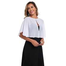 Women's Soft Chiffon Capelets Shawls And Wraps For Evening Wedding Cape Bole Cover Up{"Color_name":"Ivory"} - Gading - View 5