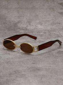 1pc Unisex Oval Retro Tawny Fashion Glasses, Classic Stylish Simple PC+Metal Frame, Outdoor Casual Face-Flattering Fashion Glasses, 8036/Tawny, 1 Piece Halloween Beach Accessories Glasses Shades Looks Street Style And Suit Sweater Sweatshirt Hoodie Leather Pants And Cargo Pants Summer Beach Vacation,Outdoor,Travel - 棕色 - 查看 8
