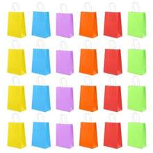 24 Pieces Paper Gift Bags In 6 Colors Kraft Paper Party Favor Bags With Handles For Birthday Wedding And Party Supplies