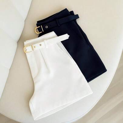 Kit 2 Shorts Alfaiataria Elegante Com Cinto Encapado Tendencia Verão 2026