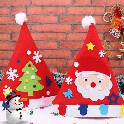 طقم صنع قبعة عيد الميلاد DIY، قبعة سانتا الكرتونية، هدية إبداعية لعيد الميلاد، العودة إلى المدرسة، التخرج، الحفلات، أعياد ميلاد الأصدقاء، ديكور عيد الميلاد
