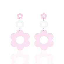 60 70s Big Acrylic Daisy Flower Petal Drop Dangle Earrings Stud Resin Floral For Women Cfboyolorful Summer Y2k Holiday Jewelry{"Color_name":"Pink"} - Hồng - Xem 2