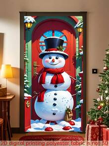 1 Stück Weihnachtsmann Tür Abdeckung Dekoration, 88,9x200,66cm Polyester Tür Abdeckung, einfach zu installieren & zu entfernen, fleckresistente Schneemann-Themen Tür Dekoration, Mehrzweck Feiertags Heim Dekoration für Weihnachten, Halloween, Winterzeit, Eingangsbereiche & große Feiertags Zusammenkünfte Weihnachtsdekorationen Weihnachtsgeschenke Weihnachtsdekoration