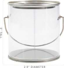 Cornucopia Brands Mini Clear Plastic Paint Cans (6-Pack), Little 3in Tall 1 Cup Miniature Arts, Crafts And Party Favor Cans; NOT For Liquids OR Heavy Objects